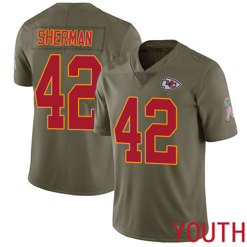 Youth Kansas City Chiefs #42 Sherman Anthony Limited Olive 2017 Salute to Service Nike NFL Jersey->youth nfl jersey->Youth Jersey